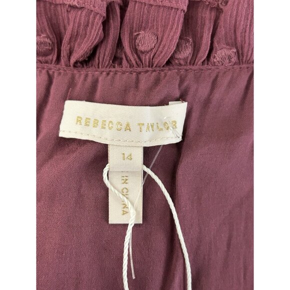 REBECCA TAYLOR $495 Women's 14 Short Sleeve Dot Embroidery Dress Jam Silk Blend - Picture 3 of 16